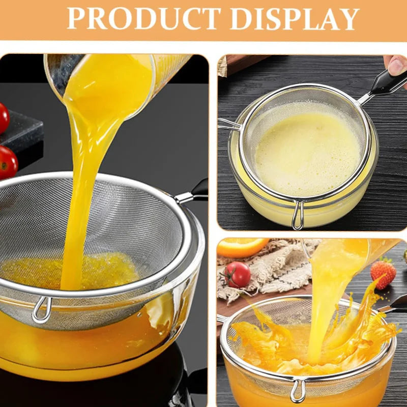 Upgrade Your Holiday Cooking with Our 12-Inch Ergonomic Kitchen Strainer - Non-Slip Handle & Sturdy Fine Mesh for Perfect Draining and Rinsing