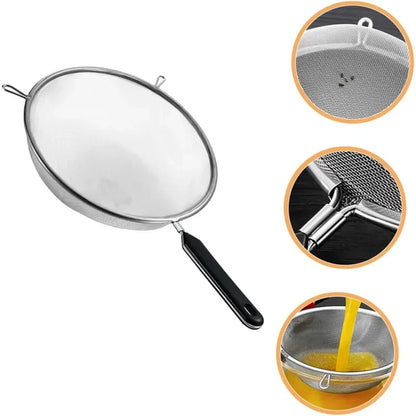 Upgrade Your Holiday Cooking with Our 12-Inch Ergonomic Kitchen Strainer - Non-Slip Handle & Sturdy Fine Mesh for Perfect Draining and Rinsing