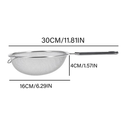 Upgrade Your Holiday Cooking with Our 12-Inch Ergonomic Kitchen Strainer - Non-Slip Handle & Sturdy Fine Mesh for Perfect Draining and Rinsing