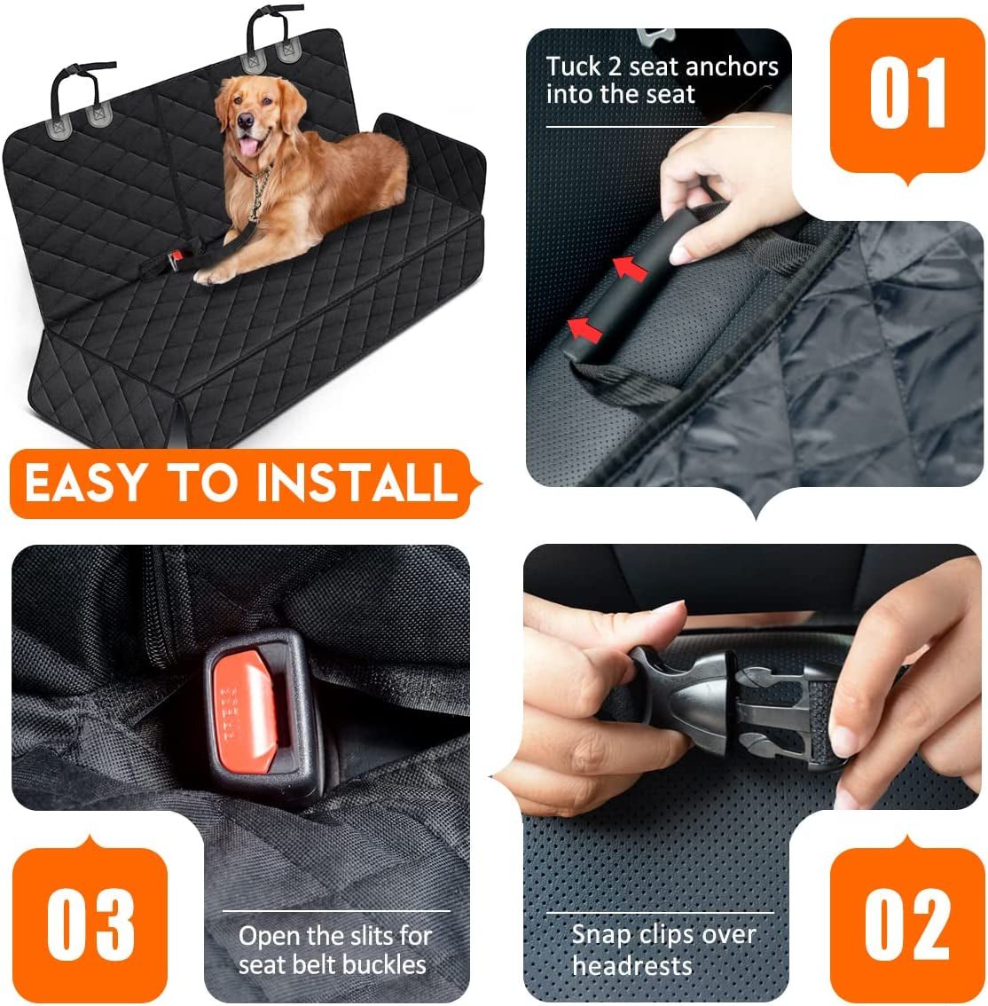 Premium Dog Car Seat Cover - High-Quality Back Seat Protector for Pets