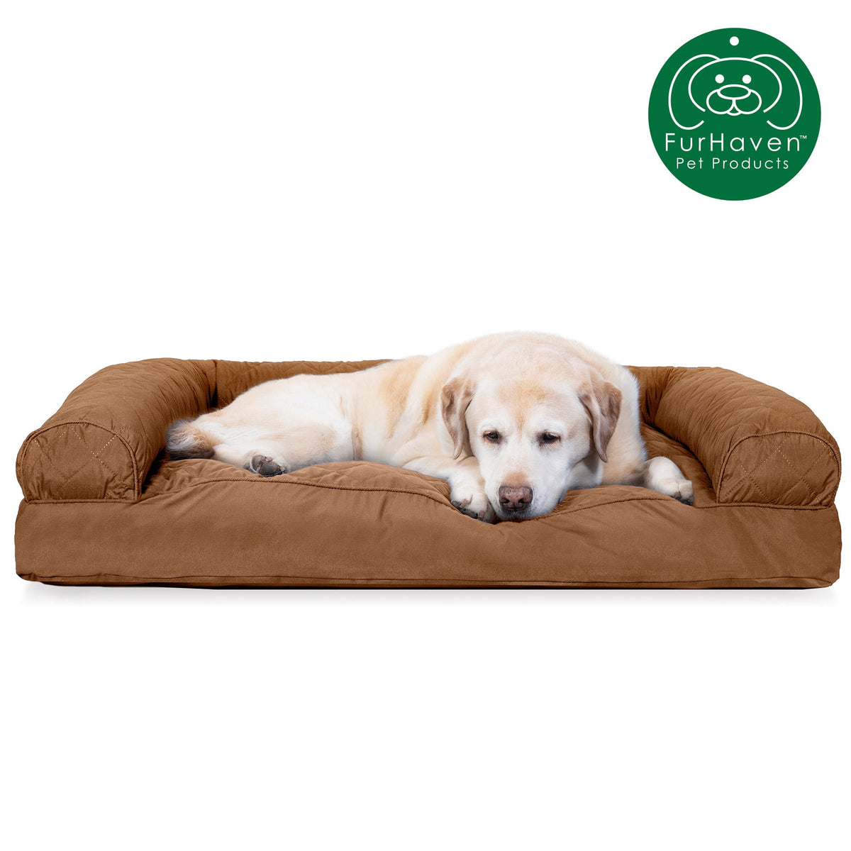 Luxurious Jumbo Quilted Sofa Pet Bed for Dogs & Cats - Cozy Toasted Brown Comfort