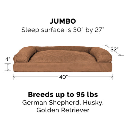 Luxurious Jumbo Quilted Sofa Pet Bed for Dogs & Cats - Cozy Toasted Brown Comfort