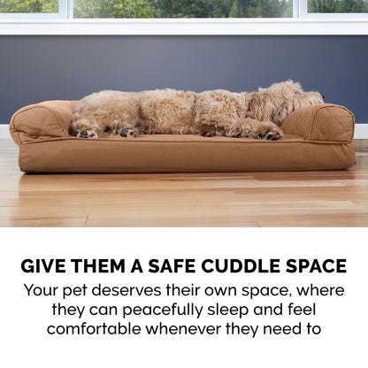 Luxurious Jumbo Quilted Sofa Pet Bed for Dogs & Cats - Cozy Toasted Brown Comfort